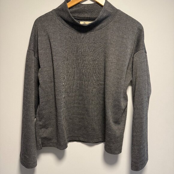 Madewell Grey Glen Plaid Mock Neck Top Med - Picture 3 of 8